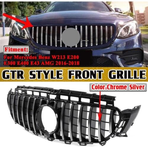 W213 Grille GT R Style Car Front Bumper Grille Grill ABS For Mercedes For Benz W213 E-Class E200 E300 E400 E43 For AMG 2017-2018