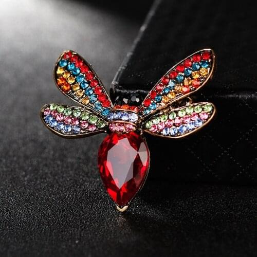 Beautiful Crystal with Colorful Rhinestones Insect Bee Brooches for Women Girls Animal Brooch Pins Vintage Antique Metal Jewelry