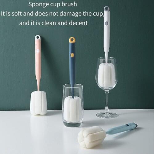 1pc Long Handle Baby Bottle Brush Removable Soft Sponge Water Bottle Glass Cup Brushes Non-toxic Kitchen Cleaning Tool