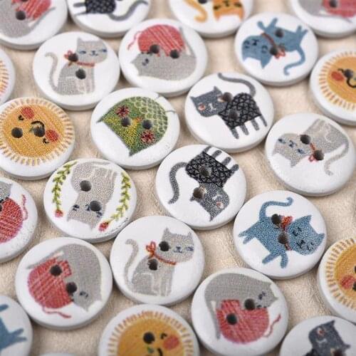 100pc Mixed Animals Wooden Buttons for Scrapbooking Crafts DIY Baby Children Clothing Sewing Accessories Button Decor 2 Hole