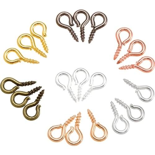 200pcs Small Tiny Mini Eye Pins Eyepins Hooks Eyelets Screw Threaded Stainless Steel Clasps Hook Jewelry Findings For Making DIY