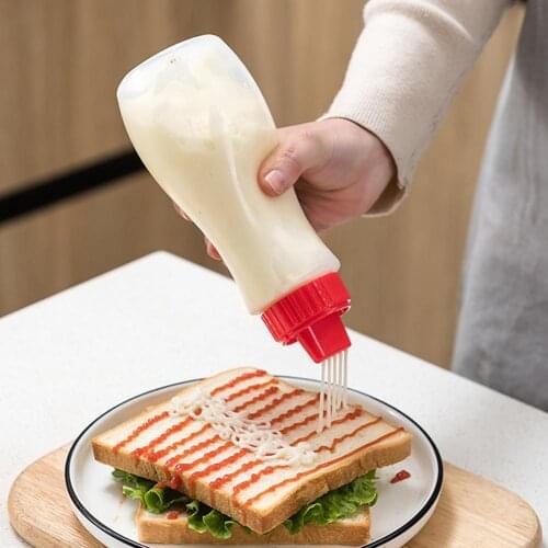 380ml 5-Hole Seasoning Oil Sauce Bottle For Ketchup JamMayonnaise Olive Oil Squeeze Dispenser Kitchen Accessories Tools
