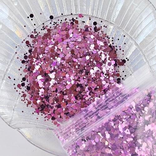 50G Holographic Glitter White/Shift Colorful Nail Art Chunky Sparkly Flakes Slices Manicure Blend Glitter ,Color Shift Glitter