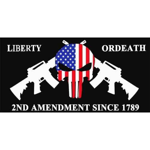 60x90cm/90x150cm/120x180cm 2nd Amendment Liberty or Death Skull Flag
