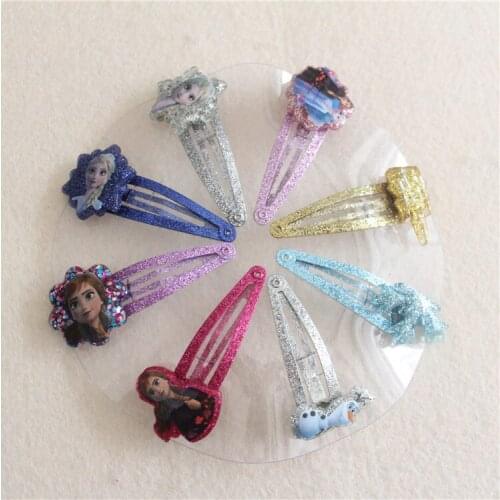 8pcs Disney children hair accessories hesa elsa anna princess hair clip gift box 5 cm BB clip gifts for girls