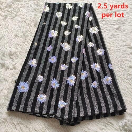 African Lace Fabric High Quality Tulle Lace Sequins Mesh Embroidery Fabric African French Lace Fabric For Party 2.5 Yards JY022