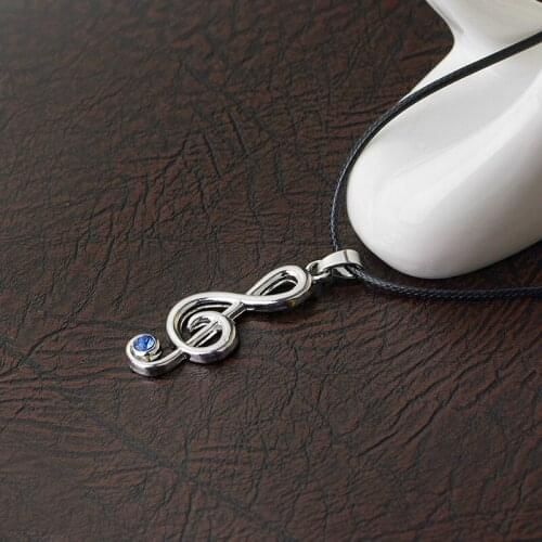 Anime Jewelry Miku Character Treble G Clef Music Note Pendant Necklace Rope Chain Necklace For Men Women Gift