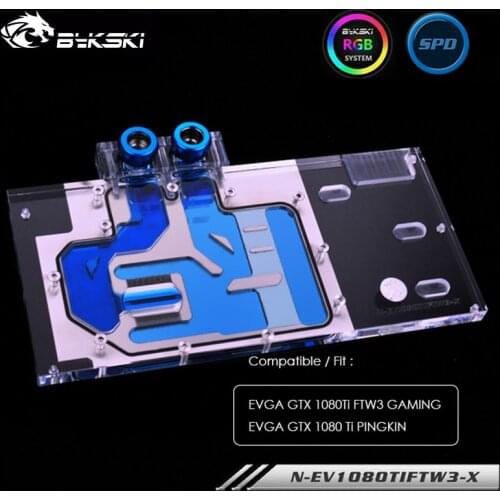Bykski GPU Water Block For EVGA GTX 1080Ti FTW3 GAMING/EVGA GTX 1080 Ti PINGKIN,12v 4pin ,5v 3pin Light Header,N-EV1080TIFTW3-X