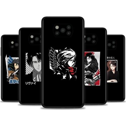 Black Cover For Xiaomi Poco X3 M3 CC9 Pro X3NFC F3 F1 A3 A2 CC9E Note 10 Lite Case Soft Fundas TPU Coque Cute attack on titan