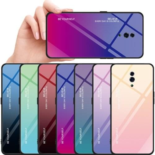 Anti-Fall Tempered Glass Case for OPPO R17 Pro k1 R15X F11 Pro R19 Find X Reno 10x Zoom Realme 3 X K3 Pro Color Back Cover