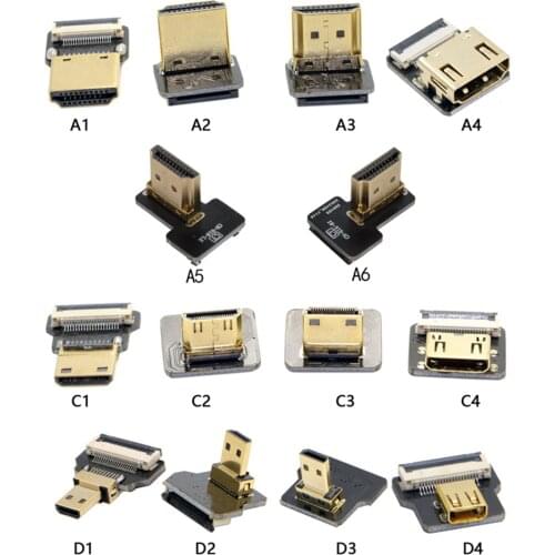 Chenyang A4-D HDMI-compatible FPV Type A female to Micro HDMI-compatible Type D Up Down angle male Female