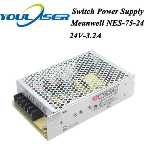 Taiwan Meanwell Switching Power Supply NES-75-24 24V 3.2A 75W for Laser Controller Single output DC Power Supply