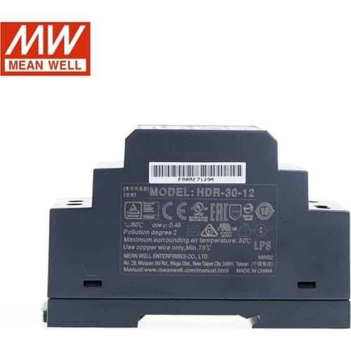 MEAN WELL HDR-30-12 24W 12V Switching Power Supply 110V/220V AC to 12V DC 2A DIN Rail Ultra Slim Step Shape Isolated LPS CE UL