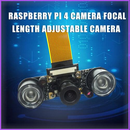 5MP Raspberry Pi 4 Camera Focal Adjustable Night Vision Camera + IR Sensor Light for Raspberry Pi 4 Model B/3B+/3B/Zero