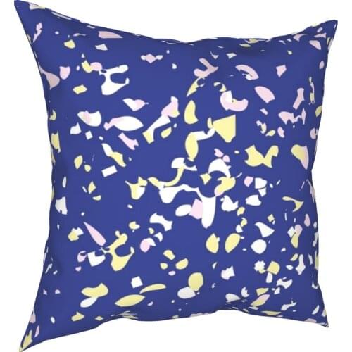 Paint Splash Blue Terrazzo Pattern Square Pillow Case Throw Pillow Creative Pillowcover Home Decor