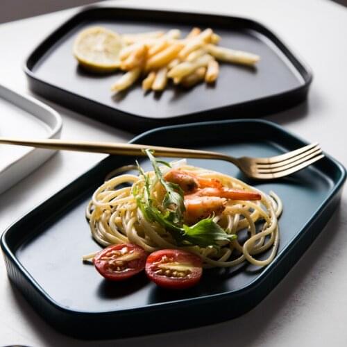 MUZITY Ceramic Dinner Plate Pentagon Shape Pigmented Glaze Porcelain Dishes Dessert Or Salad Plates