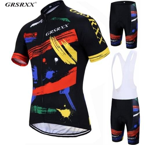 GRSRXX Cycling Jersey Set Summer Mens Anti-UV Cycling Shirt 5D Gel Pad Cycling Clothing Sets Bicycle Team Pro Cycling Uniform