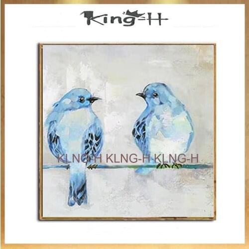 Pintura al óleo del arte de las aves encantadoras pintadas a mano 100% pinturas de pájaros de dibujos animados lienzo para decor