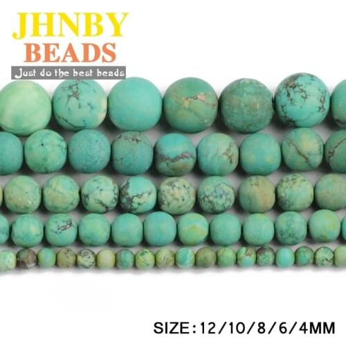 JHNBY Matte Sinkiang green calaite Natural Stone Round Loose beads 4/6/8/10/12MM Jewelry Finding bracelet making accessories DIY