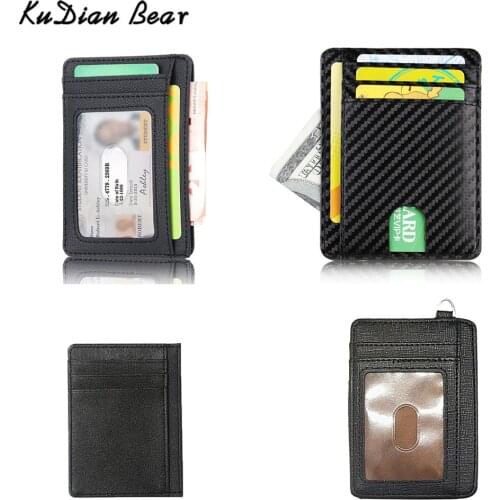 KUDIAN BEAR Rfid Men Wallet Small PU Leather Credit Card Holder Black Male Slim Case Coin Purse BID251/269 FED775/778/779 PM49