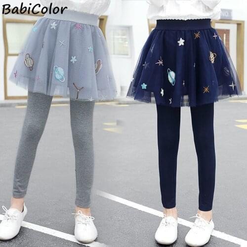 Girls Leggings Cotton Lace Skirt-pants Spring Autumn Children Slim Skirt Trousers For 3-9 Years Kids Clothes Slim Legging