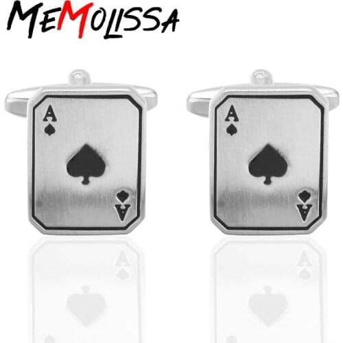 MeMolissa Quality Mens Shirts fashion brands jewelry cuff links dice / wine bottles / poker A / Spades A cufflinks