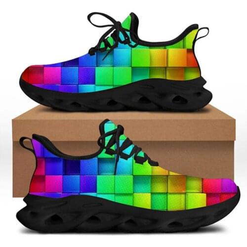 FORUDESIGNS Fashion Flat Shoes For Women 2021 Colorful Color Puzzle Art Design Lady Spring/Summer/Autumn Comfort Walks Sneakers