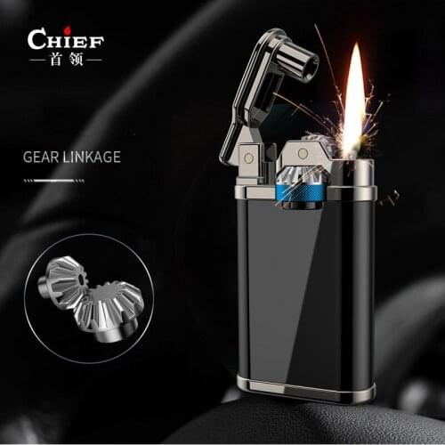Chief Gear Linkage Kerosene Lighter windproof creative personality mechanical Oil Cigarettes Smoking male Original Box Accessory