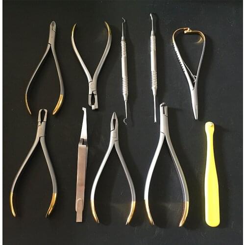 10pcs good quality Dental Orthodontics Instruments Set Ring Retractable Bracket Locator Subalong Pliers (Without packaging)