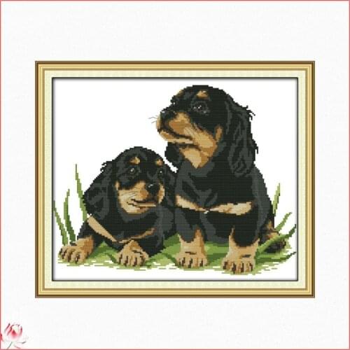 Two Dogs Cross Stitch Kits Animal Patterns Printed Canvas Embroidery Needlework Sets 11CT 14CT Diy Crafts Home Decoration
