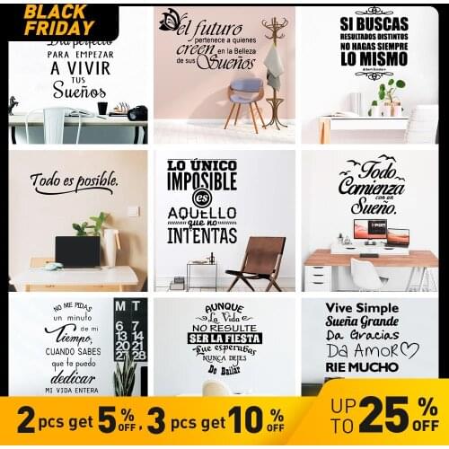 2020 NEW Spanish Sentences Wall Stickers Decal For Quote Room Decoration Wall Decals Sticker Vinyl Wallpaper Poster Mural