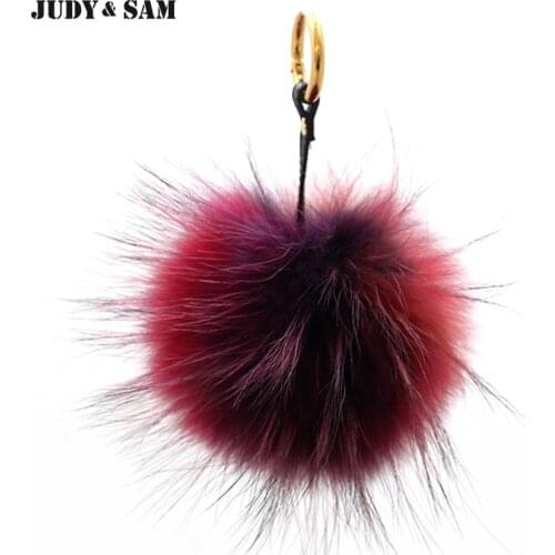 New Fashion Genuine Raccoon Fur Pompom Muti Color Bag Charm Big Size Fur Ball Head Accessories