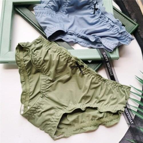 Solid Color Panties For Girl Simple Ice Silk Cute Womens Underwear Bow Corset Lace Sexy Lingerie Seamless Transparent Briefs