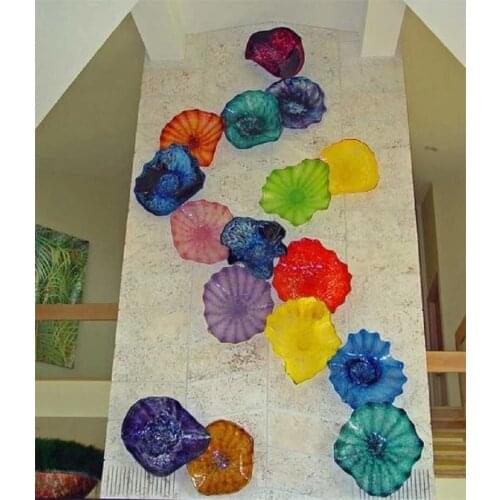 Bulk Decorative Clear Glass Plates Modern Art Hanging Blown Glass Plate Wall Decoration