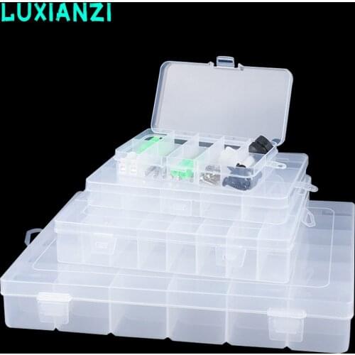 LUXIANZI Transparent Plastic Storage Box Dustproof Portable Jewelry Hardware Tools Small Screw Electronic Parts Organizer Case