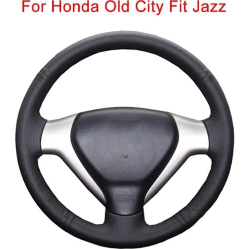 Customized Original Car Steering Wheel Cover For Honda Old City Fit Jazz Fiber Leather Braid For Auto Steering Wheel Wrap Black