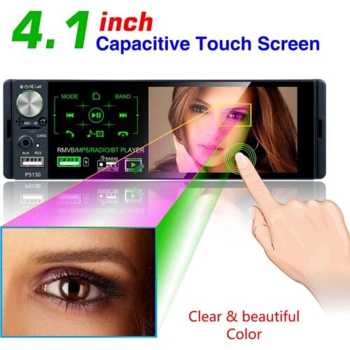 P5130 Subwoofer Support Micophone and Camera Car Receiver 4.1" Touch Screen Bluetooth RMVB/MP5/Radio/BT Player AM FM RDS DC C12V
