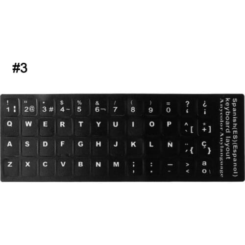 Durable Russian/French/Spanish/Japanese/German/Arabic/Korean/Italian Keyboard Language Sticker Black Background with White for