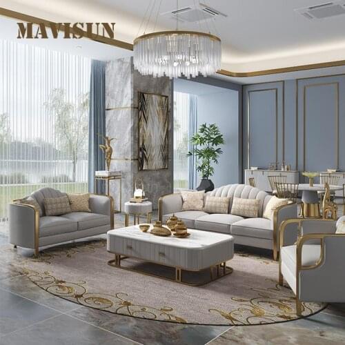 High-End Luxury Home Furniture Chic Bedroom Small Leisure Lazy Sofa Combination Living Room Real Genuine Leather Big Sofas