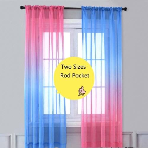 Blue Red Purple Gradient Color Curtains Tulle Decorative Sheer Curtains for Living Room Bedroom Kitchen Home at Window Panels