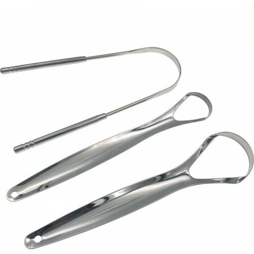 3pcs/set Tongue Scraper Cleaner Stainless Steel Mouth Brush Reusable Fresh Breath Maker Tong Reduce Bad Breath Tongue Scraper