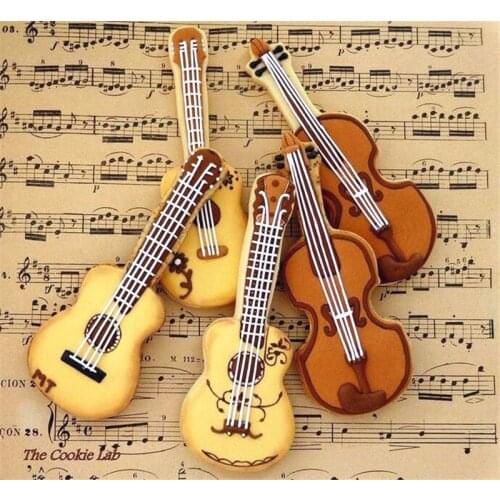 Violin Guitar Musical Instrument Stainless Steel Biscuit Cutting Mold Baby Supplement Christmas Biscuit Mold Cake Decoration