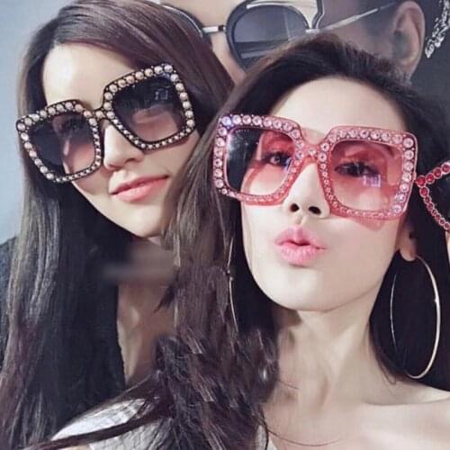 Oversized Diamond Women Sunglasses Fashion Square Big Frame Vintage Retro Glasses Female Unisex Oculos Feminino