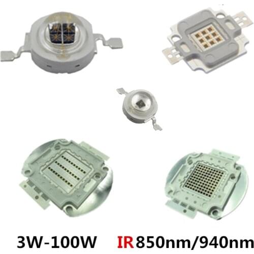 High Power LED Chip 850nm 940nm IR Infrared 3W 5W 10W 20W 50W 100W Emitter Light Bead COB 850 940 nm Night Vision CCTV Camera