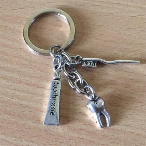 Creative Toothbrush Toothpaste Keychain Key Ring Appeal To Care For Teeth Dental Doctor Nurse Family Jewelry