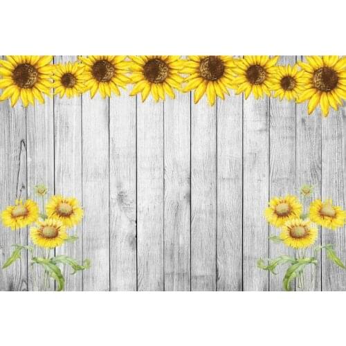 Sunflower Background Wood Plank Background Baby Shower Birthday Party Vinyl Photography Props Decorative Background Painting