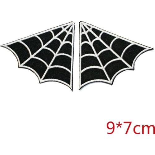 WEB spiderweb set of 5 Pair collar punk goth B/W iron-on patch applique