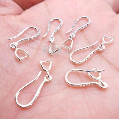 100PCS Genuine 925 Sterling Silver Frosted Womens Ear Hook Earrings Blank Base DIY Jewelry Making Result Accessory Accessories
