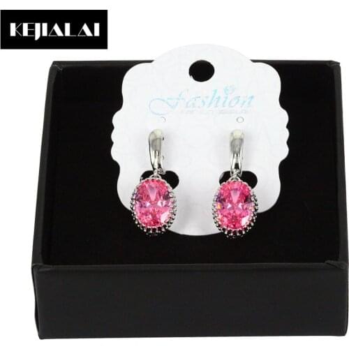 Women Jewelry Crystal Drop Earrings Silver Plated Colorful Big Long Earrings Egg Shape Dangling Earring for Wedding Party Gift