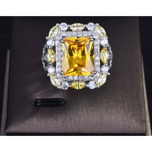 Europe America Luxury Square Rings Inlay Full AAA Crystal Zircon 925 Silver Vintage Jewelry For Women Wedding Anniversary Gift